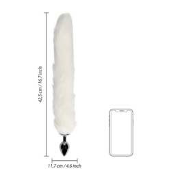Vossenstaart met metalen buttplug - Wit