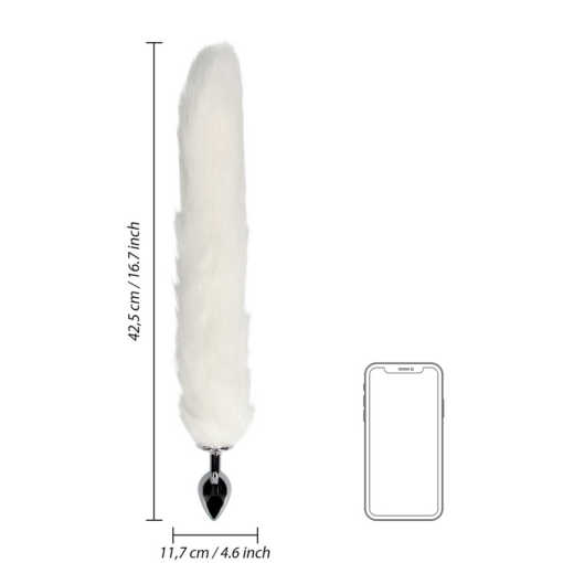 Vossenstaart met metalen buttplug - Wit