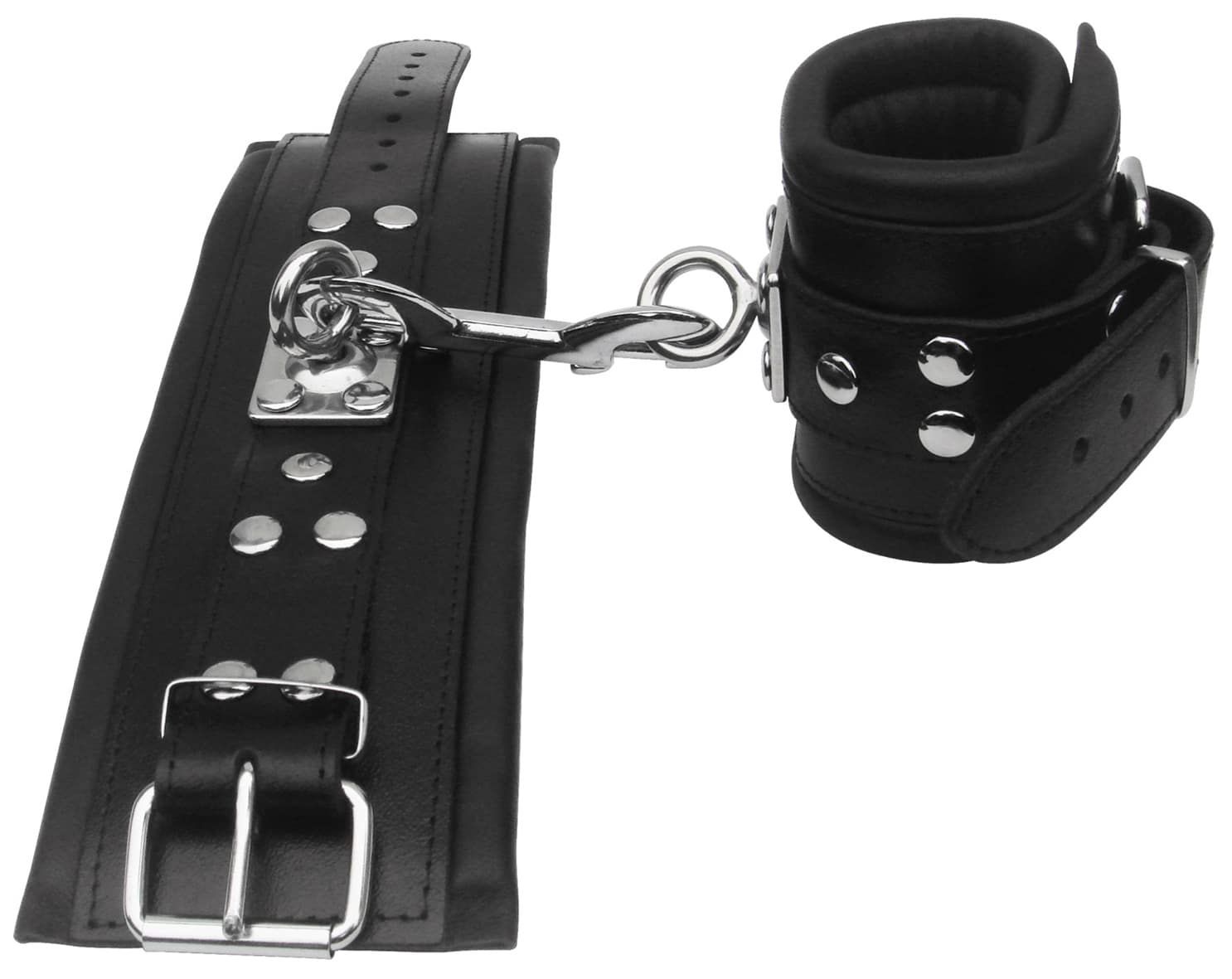 XX-Dreamtoys - Gevoerde Draaibare Lederen Handboeien - Zwart