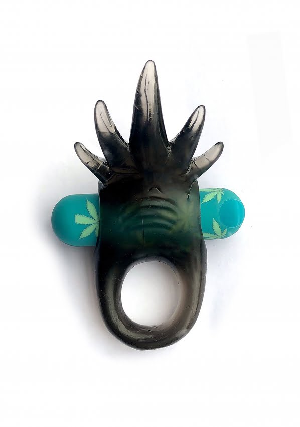 Ziggy - Leaf Pattern Oplaadbare Cockring - Zwart Groen