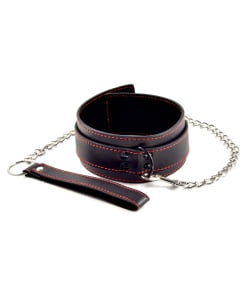 Halsband met riem - Zwart met Rood